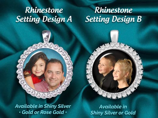 Rhinestone Photo Charm, Display Frame, Your Personalized Picture for Necklace, Remembrance Photo Memorial Keepsake for Brides Bouquet
