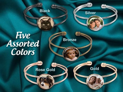 Dog, Cat & Pet Lovers - Custom Made with Your Photo Cuff Bangle Bracelet – Memorial Jewelry, Great Gifts for Family and Friends