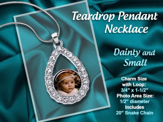 Custom Photo Teardrop Photo Charm Pendant, Dainty & Small,Personalized and Made with Your Picture a great Mother's Day Gift, too!