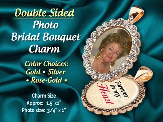 Custom Wedding Bouquet Photo Charm, Forever in My Heart, Memorial, Walk With Me Down the Aisle, Bride Bridesmaid Gift, Bridal Shower Gift