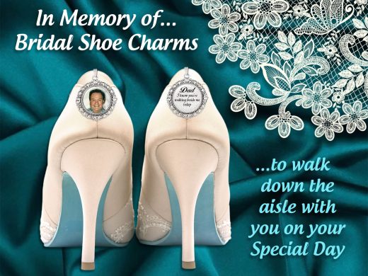 Custom Photo Bridal Wedding Shoes Charms for Memorial Shoe Clips, Walk with Me Down the Aisle Dad, Father of the Bride & Honor Loved Ones