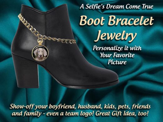 Photo Charm Boot Bracelet Jewelry, Great for Wedding Boots too - Boot Chain Bracelet Anklet, Personalized with your Picture