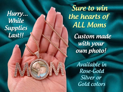 Best Personalized MOM Photo Charm Pendant with Your Favorite Picture, Custom Large Photo Area (25mm) Necklace, Mother Remembrance Gift