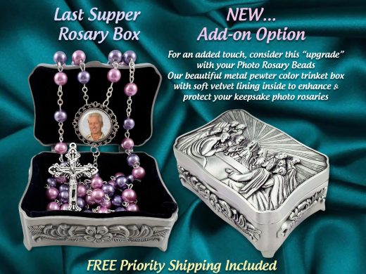 In Memory of Photo Rosary Beads, for Memorial, Wedding, Celebration of Life, Birthdays, Sacraments, Purple Lavender Rosaries