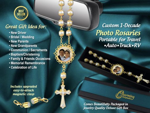 Custom Photo Memorial Rosaries, 1 Decade Rosary or Full Rosaries with your picture for Travel, Rearview Mirror in Auto, Car, Truck or Purse