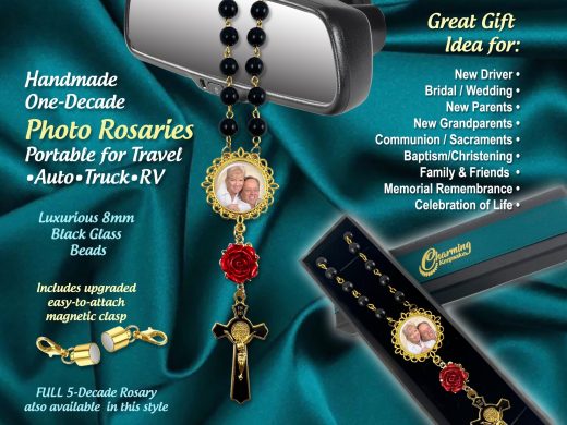 Custom Photo & Personalized Picture Memorial Rosary, One Decade for Travel, Car Rearview Mirrors