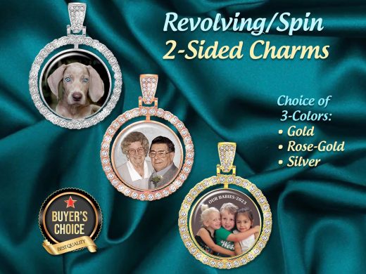 2-Sided Custom Photo Pet Charm, Rotates with Your Picture & Sentiment, In Memory Of Loved Ones Keepsake Jewelry or Bride Bouquet Charm