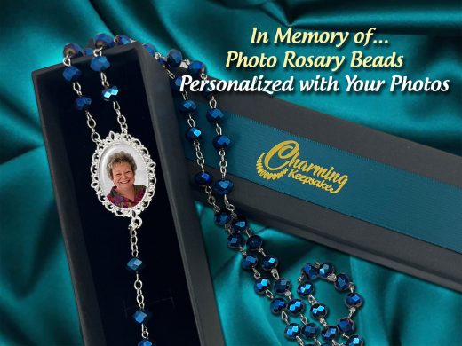 Dark Blue Crystal Rosary Beads for Wedding, Communion, Memorial Celebration of Life or Catholic Sympathy Gift, In Memory of Loved Ones