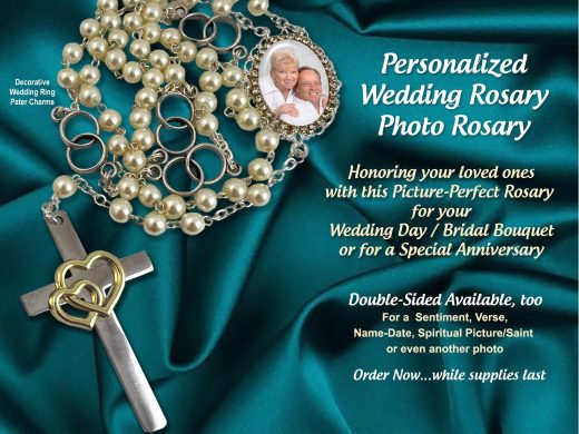 Handmade Custom Elegant Photo Wedding Rosary Beads for a Bride's Bouquet or Special Anniversary, Shower Gift with your Personalized Picture
