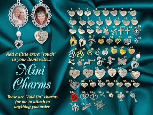 Photo Bouquet Keepsake, Bow Brooch with Lacy Charm and Pearl Accent, Personalized with Your Picture in Memory of a Loved One, for the Bride