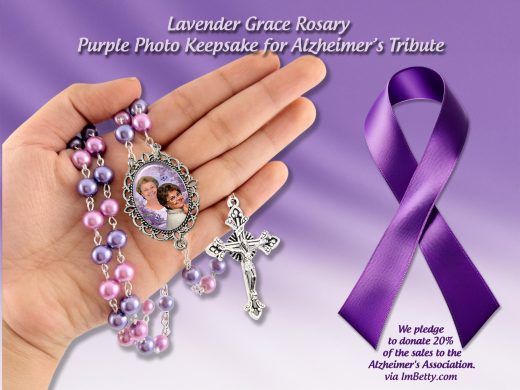 Catholic Photo Rosary – Purple Lavender Beads for Memorial, Wedding, Celebration of Life or Alzheimer’s Tribute