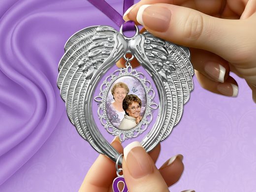 Silver Angel Wing Custom Photo Ornament Keepsake – Sympathy, Celebration of Life, or Alzheimer’s Tribute Memorial Gift