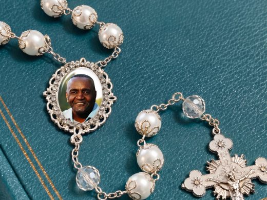 Luxurious Catholic Wedding Rosary with Your Photo White Glass Pearl Beads Handcrafted - Family Heirloom Keepsake Gift for Bride and Groom