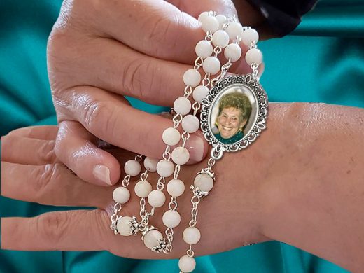 WHITE,Personalized Photo Rosary Beads, For Wedding, Communion Custom Made with Your Picture, Memorial Remembrance, Catholic Prayer Beads