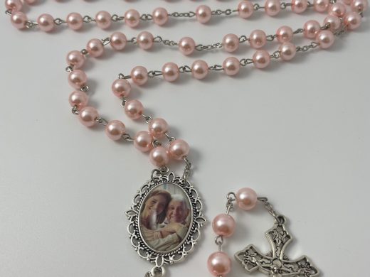 Pink Personalize Photo Rosary Beads, for Bride, Quinceanera, Anniversary- Custom Made with Your Picture, Memorial Remembrance