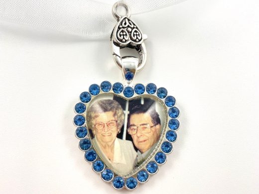 Something Blue Wedding Bouquet Photo Charms, Always in My Heart, Memorial, Walk With Me Down the Aisle, Bride Bridesmaid Gift, Personalized