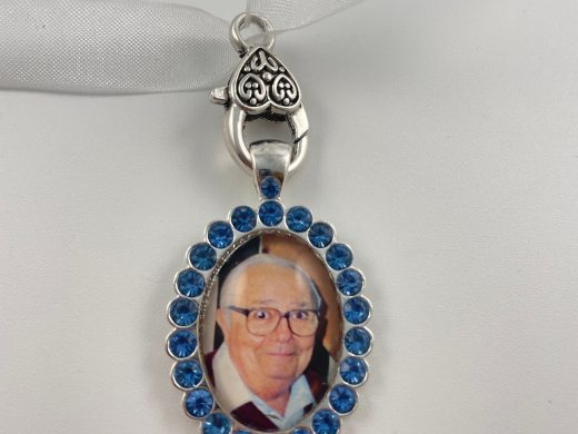 Something Blue Custom Wedding Bouquet Photo Charm, Forever in My Heart, Memorial, Walk With Me Down the Aisle, Bride gift, Personalized