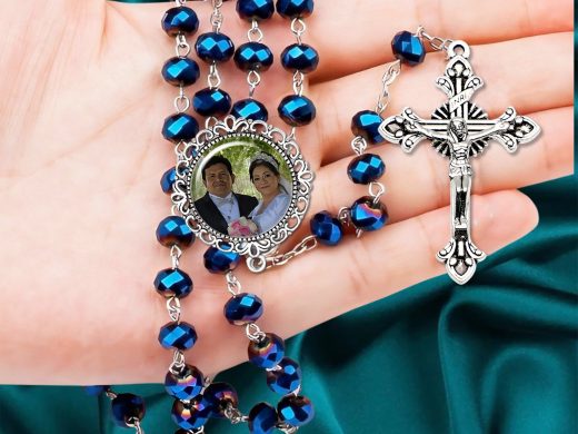Dark Blue Crystal Rosary Beads for Wedding, Communion, Memorial Celebration of Life or Catholic Sympathy Gift