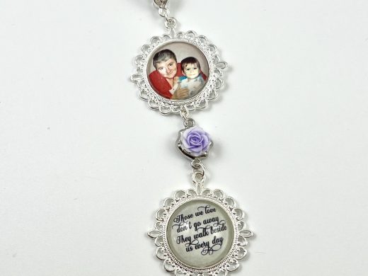 2 Two Memorial Wedding Bouquet Photo Charms with Rhinestone Lobster Clasp Brides Gift In Memory of Loved Ones on your Special Day Bride Gift