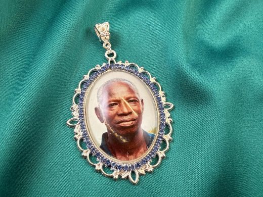 Something Blue Photo Wedding Bouquet Charm includes Elegant Brooch, Personalized with your Picture, In Memory of Memorial Keepsake for Bride