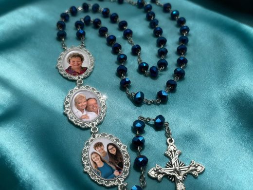 Dark Blue Crystal Iridescent Rosaries for Wedding, Communion, Baptism, Confirmation, Memorial Celebration of Life or Catholic Sympathy Gift