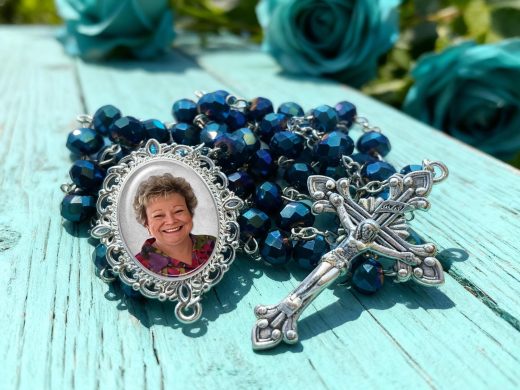 Dark Blue Crystal Rosary Beads for Wedding, Communion, Memorial Celebration of Life or Catholic Sympathy Gift