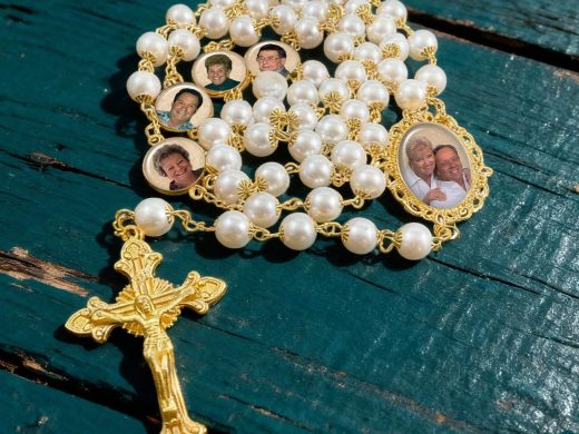 Legacy Rosary with 5 Custom Photo Beads – Personalized Catholic Gift-Memorial or Living Loved Ones