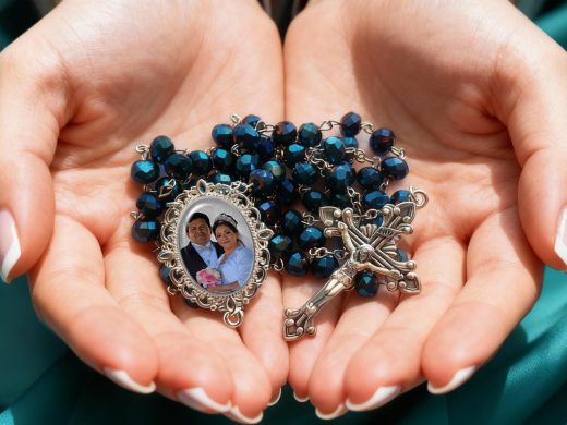 Dark Blue Crystal Rosary Beads for Wedding, Communion, Memorial Celebration of Life or Catholic Sympathy Gift, In Memory of Loved Ones