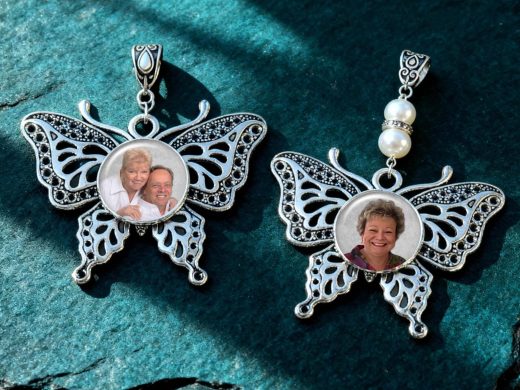 Personalized Butterfly Photo Charm Keepsake - Custom Memorial Keychain and Meaningful Sympathy Gift