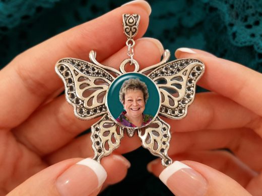 Personalized Butterfly Photo Charm Keepsake - Custom Memorial, Wedding Bouquet and Meaningful Bride Gift
