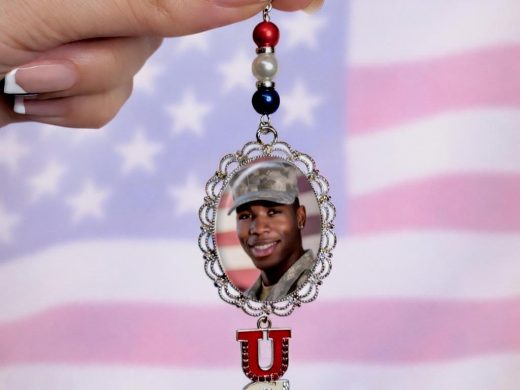 Large Patriotic Custom Photo Charm Ornament – Personalized Tribute Keepsake