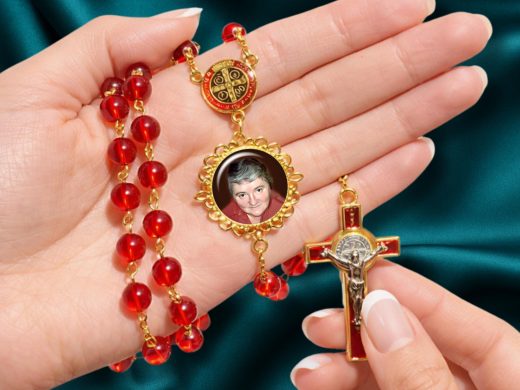 Red St. Benedict Photo Rosary, Personalized with Your Picture for Birthdays, Anniversaries, Memorial Sympathy Celebration of Life