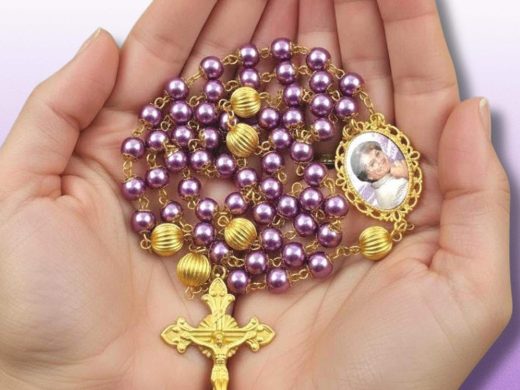 Custom Photo Rosary– Purple Beads & Gold Trim – Memorial or Wedding Gift, Celebration of Life or Alzheimer’s Tribute