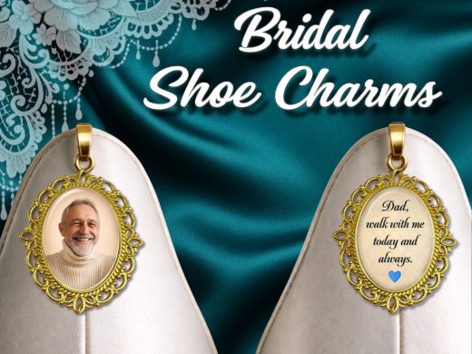 Custom Gold Photo Bridal Wedding Shoes Charms for Memorial Shoe Clips,Walk with Me Down the Aisle Dad,Father of the Bride & Honor Loved Ones
