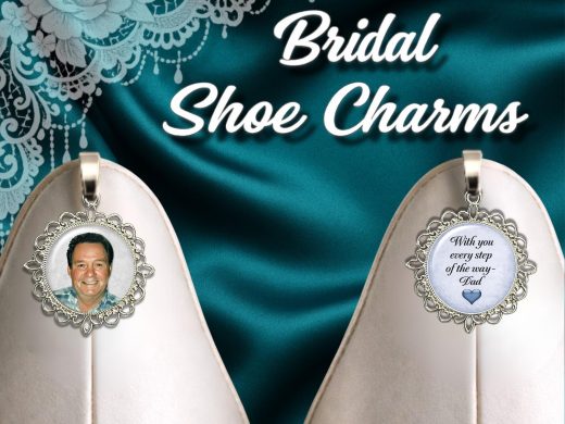Custom Photo Bridal Wedding Shoes Charms for Memorial Shoe Clips, Walk with Me Down the Aisle Dad, Father of the Bride & Honor Loved Ones