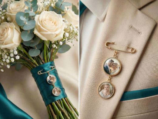 Custom Photo Lapel Pin | Kilt Pin Boutonniere Charm for Bride Bouquet, Groom & Groomsmen