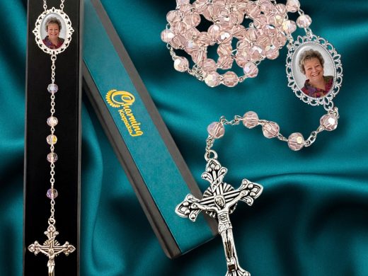 Pink Crystal Custom Photo Rosary
